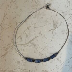 Retired Silpada Sterling Silver and Blue Beaded Necklace